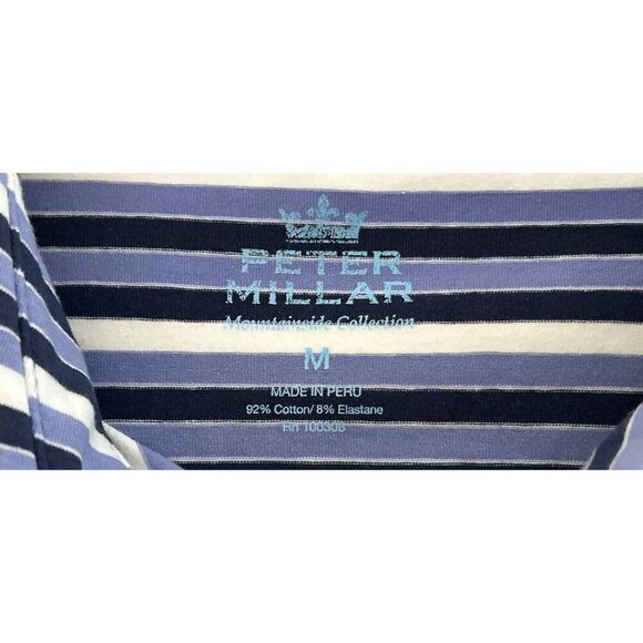 Peter Millar Mountainside Collection Cotton Polo Shirt Blue White Stripes Size M - Picture 3 of 6